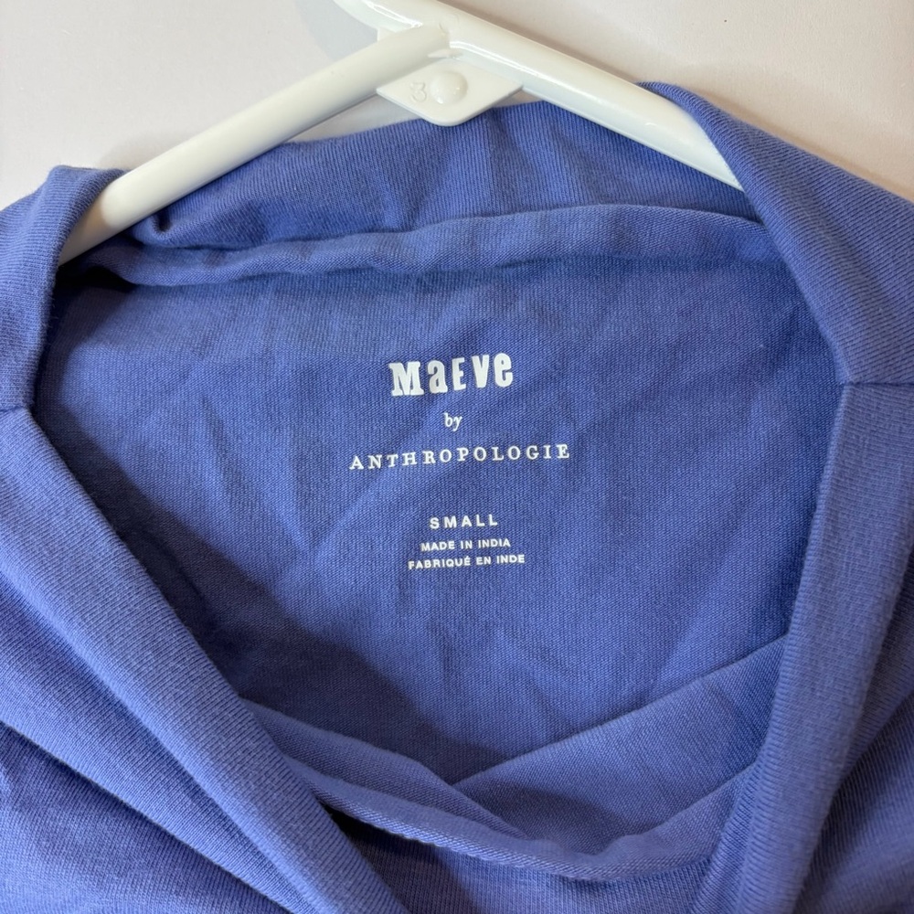 Maeve Blue Purple Sleeveless Mock Neck Muscle Tee Ruched Sides Small - Picture 2 of 4